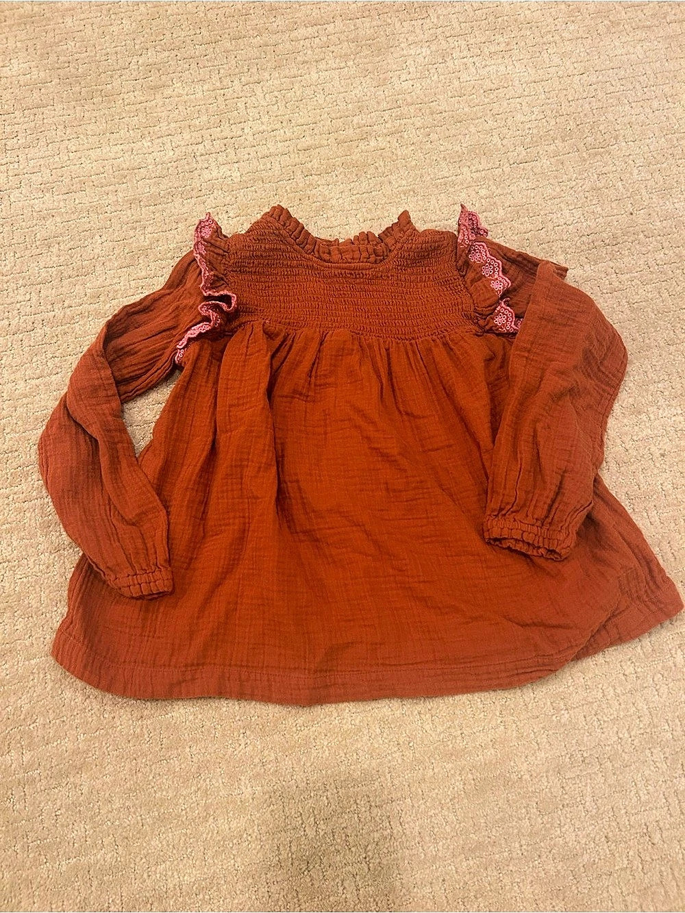 Cat & Jack Girls Large Orange Pink Blouse